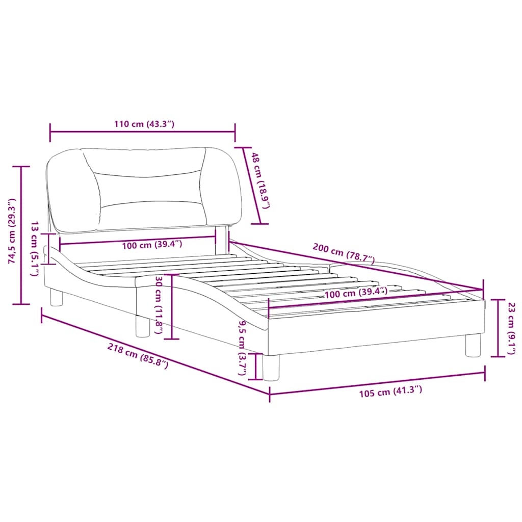 Bettgestell ohne Matratze "Hvar" Hellgrau 100x200 cm Stoff