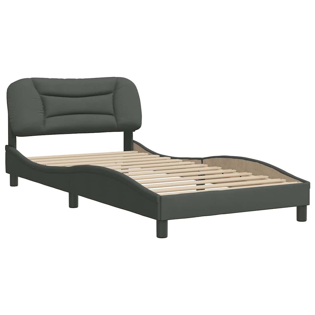 Bettgestell ohne Matratze "Hvar" Dunkelgrau 100x200 cm Stoff