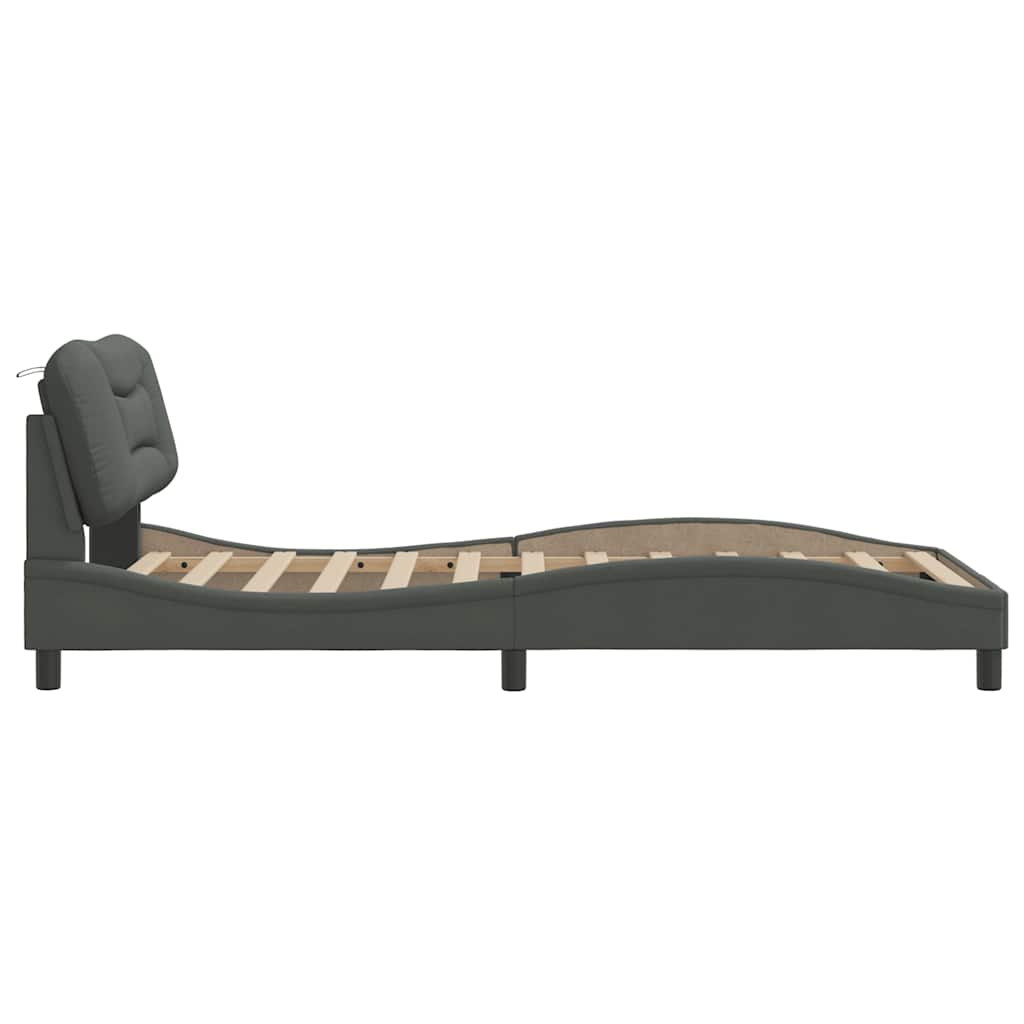 Bettgestell ohne Matratze "Hvar" Dunkelgrau 100x200 cm Stoff