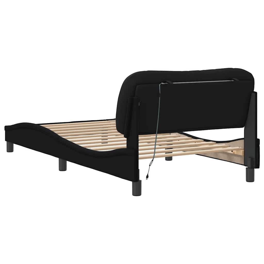 Bettgestell ohne Matratze "Hvar" Schwarz 100x200 cm Stoff