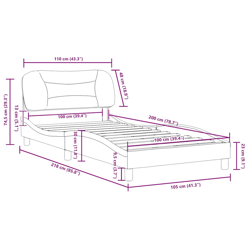 Bettgestell ohne Matratze "Hvar" Blau 100x200 cm Stoff