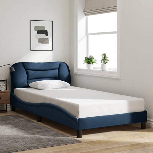 Cadre de lit sans matelas "Hvar" Bleu 100x200 cm tissu
