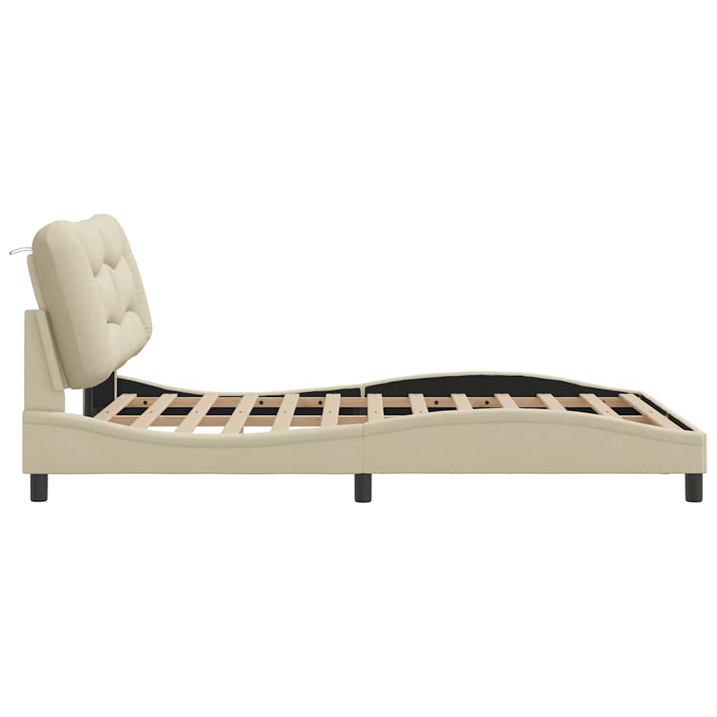 Bettgestell ohne Matratze "Hvar" Creme 120x200 cm Stoff