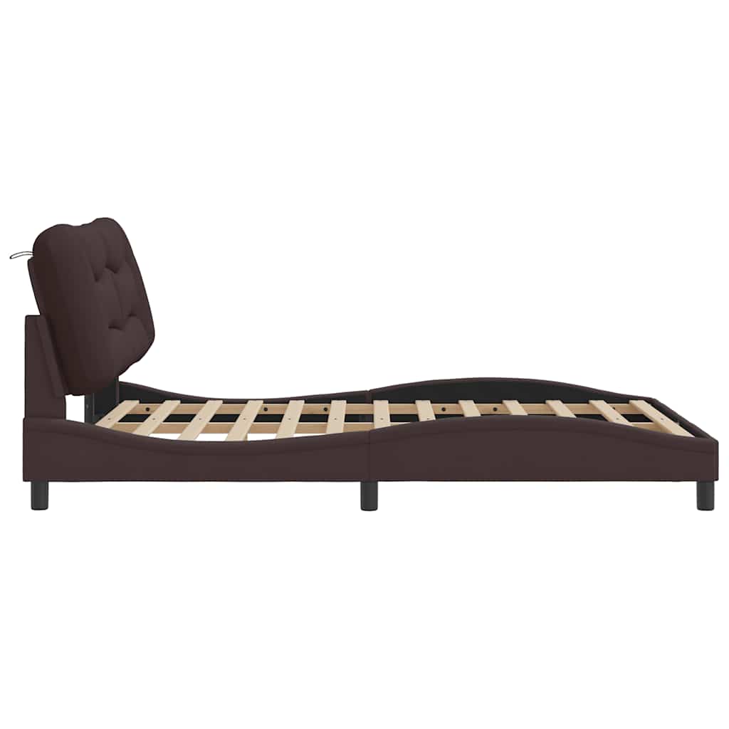Bettgestell ohne Matratze "Hvar" Dunkelbraun 140x190 cm Stoff