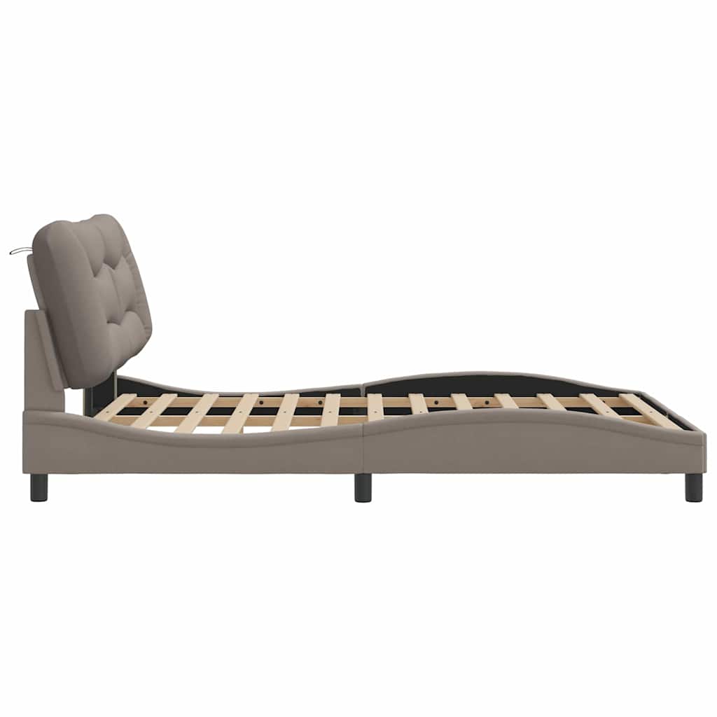 Bettgestell ohne Matratze "Hvar" Taupe 140x200 cm Stoff