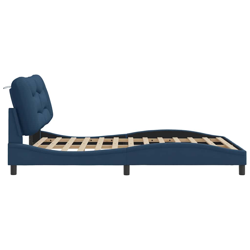 Bettgestell ohne Matratze "Hvar" Blau 140x200 cm Stoff
