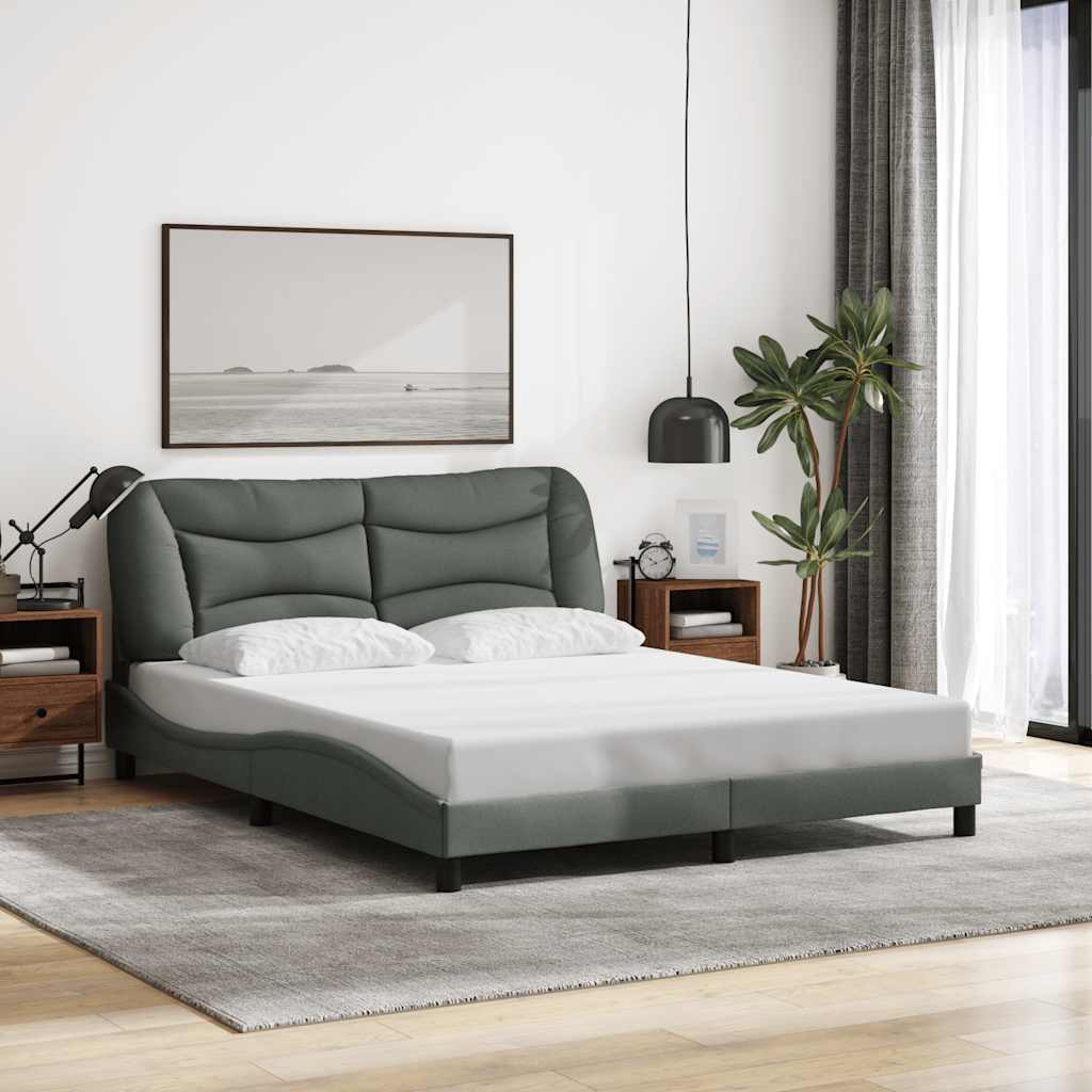 Bettgestell ohne Matratze "Hvar" Dunkelgrau 160x200 cm Stoff