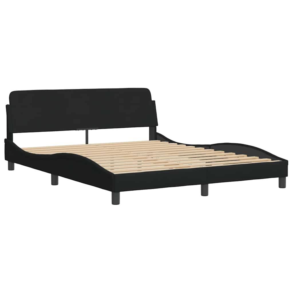 Bettgestell ohne Matratze "Hvar" Schwarz 160x200 cm Stoff