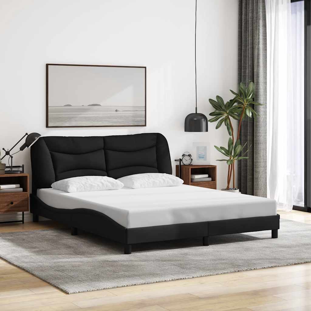 Bettgestell ohne Matratze "Hvar" Schwarz 160x200 cm Stoff