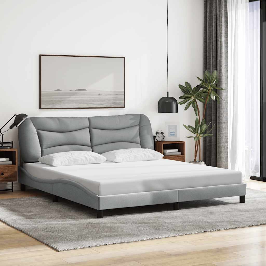 Bettgestell ohne Matratze "Hvar" Hellgrau 180x200 cm Stoff