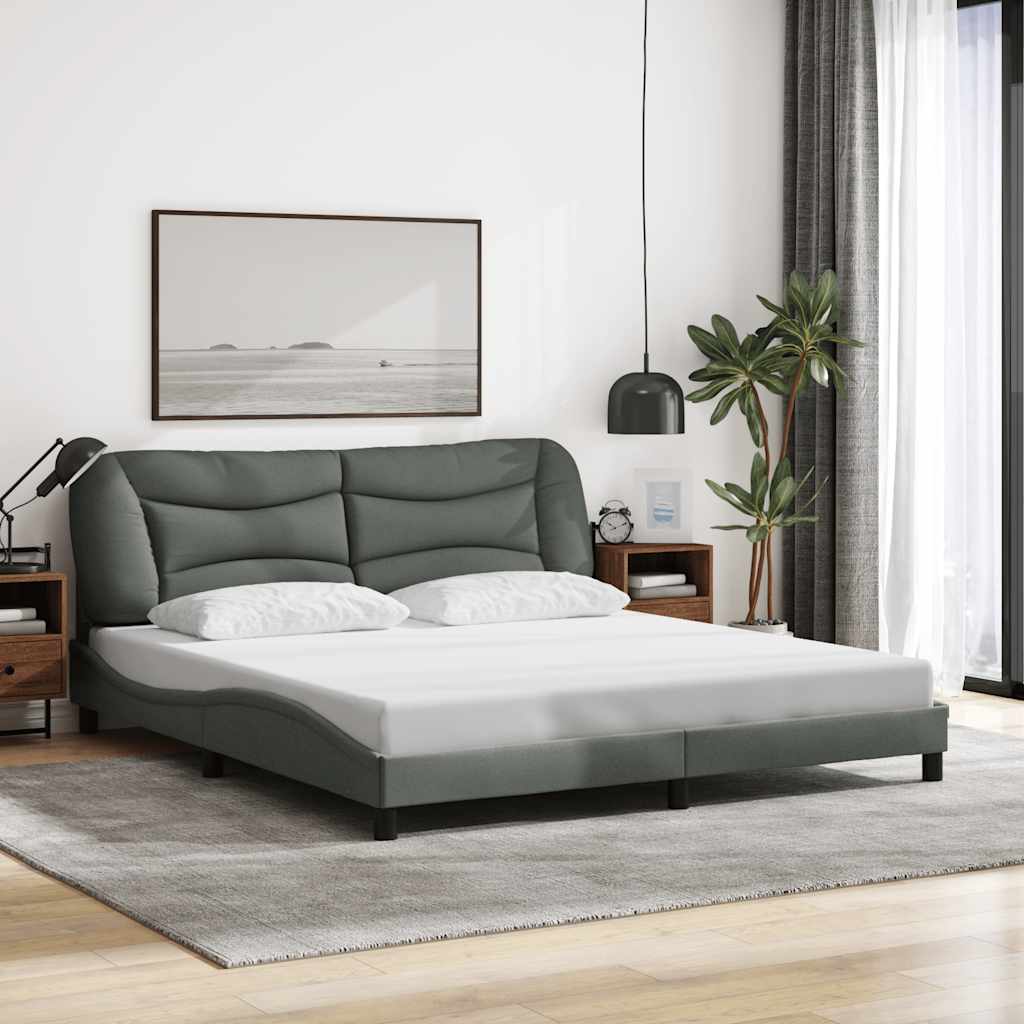 Bettgestell ohne Matratze "Hvar" Dunkelgrau 180x200 cm Stoff
