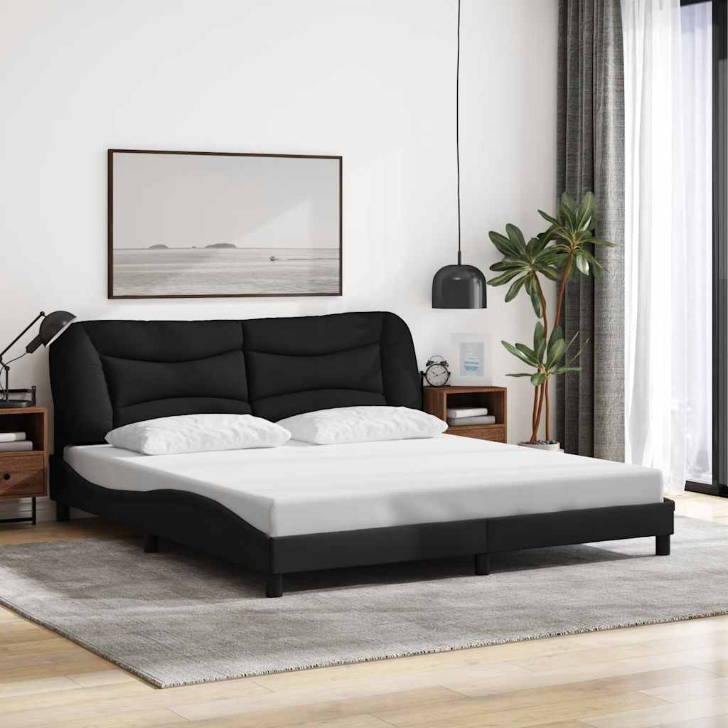 Bettgestell ohne Matratze "Hvar" Schwarz 180x200 cm Stoff