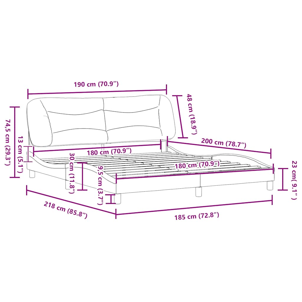 Bettgestell ohne Matratze "Hvar" Creme 180x200 cm Stoff