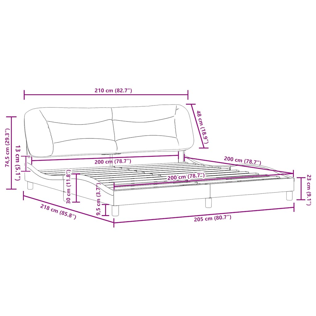 Bettgestell ohne Matratze "Hvar" Hellgrau 200x200 cm Stoff