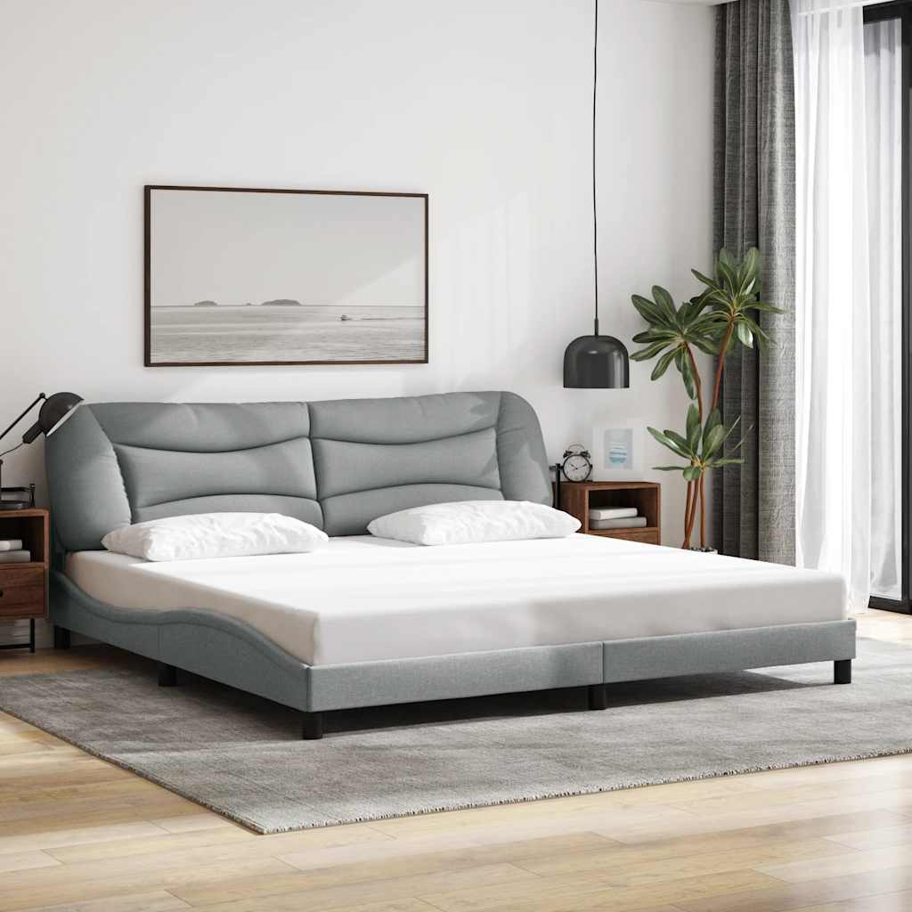Bettgestell ohne Matratze "Hvar" Hellgrau 200x200 cm Stoff