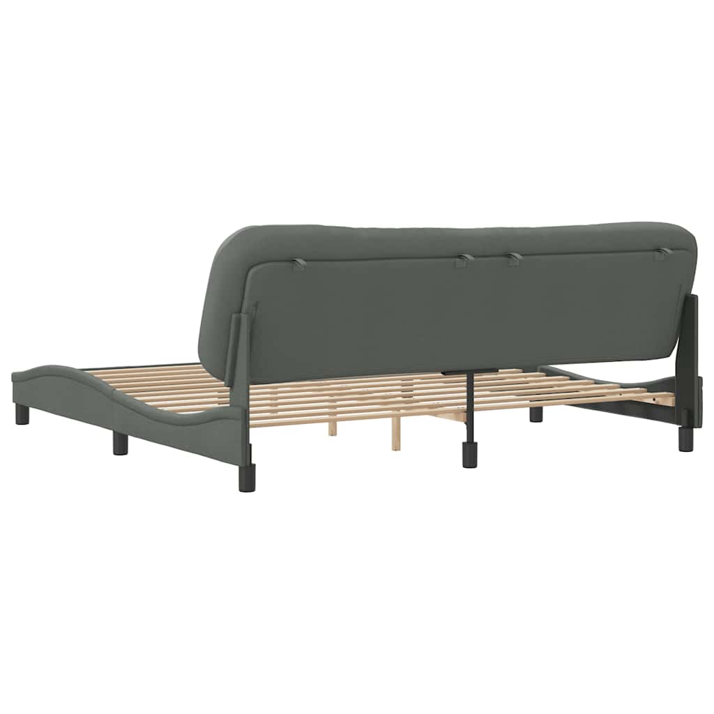Bettgestell ohne Matratze "Hvar" Dunkelgrau 200x200 cm Stoff