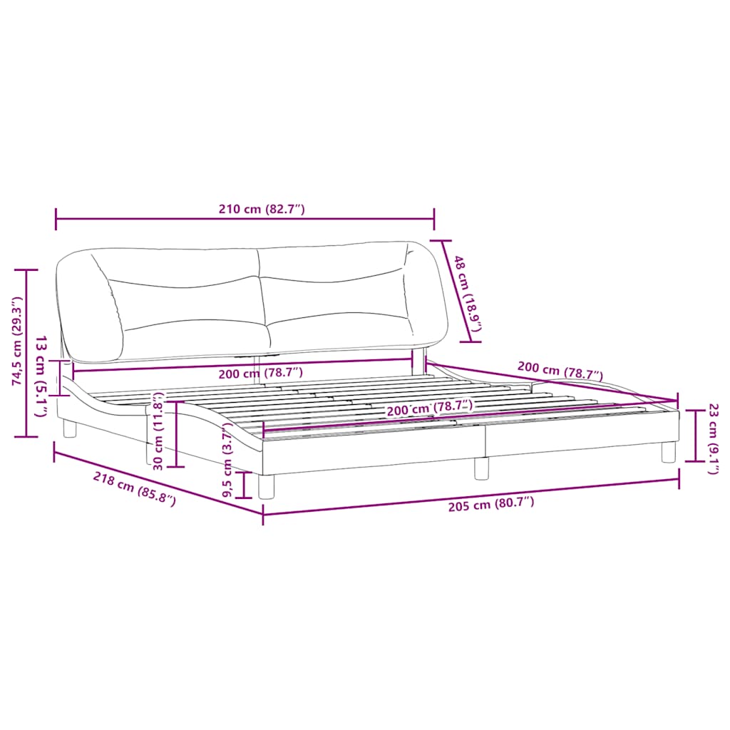 Bettgestell ohne Matratze "Hvar" Taupe 200x200 cm Stoff