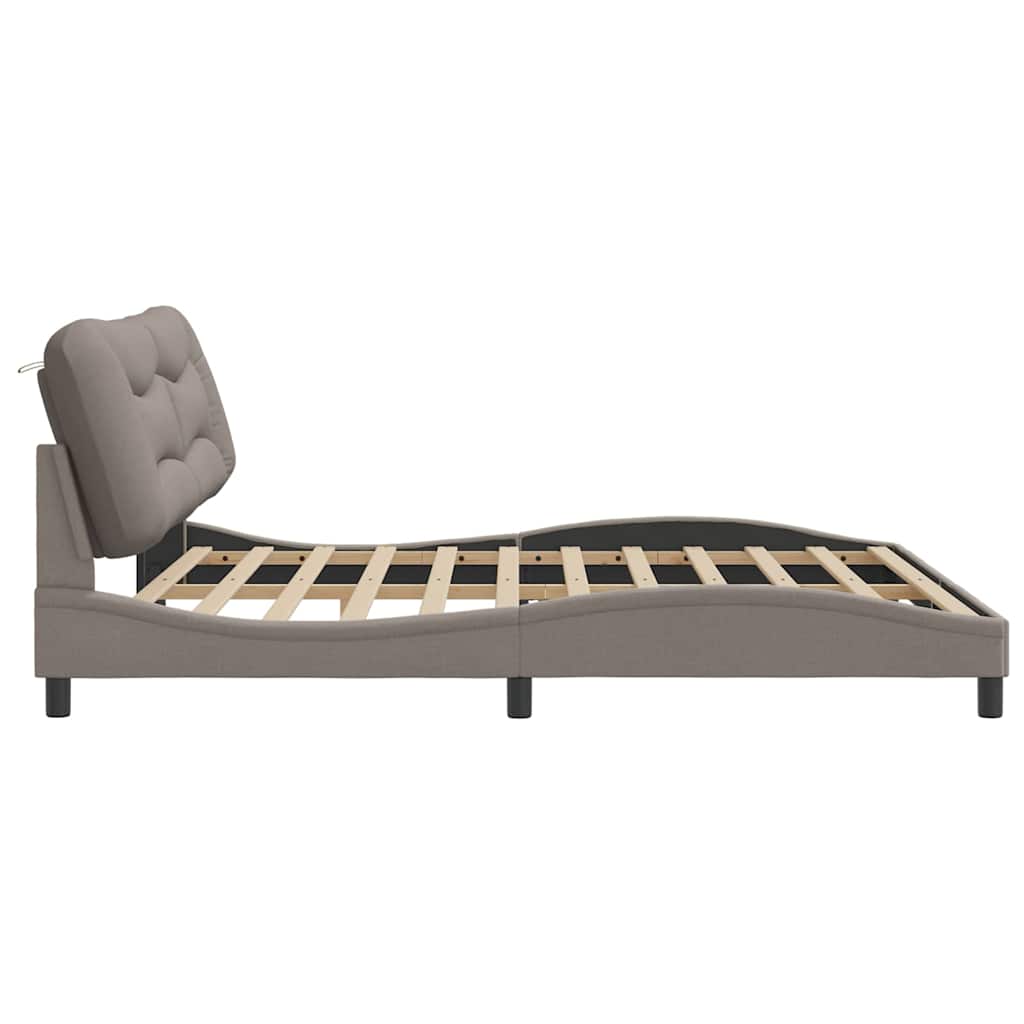Bettgestell ohne Matratze "Hvar" Taupe 200x200 cm Stoff