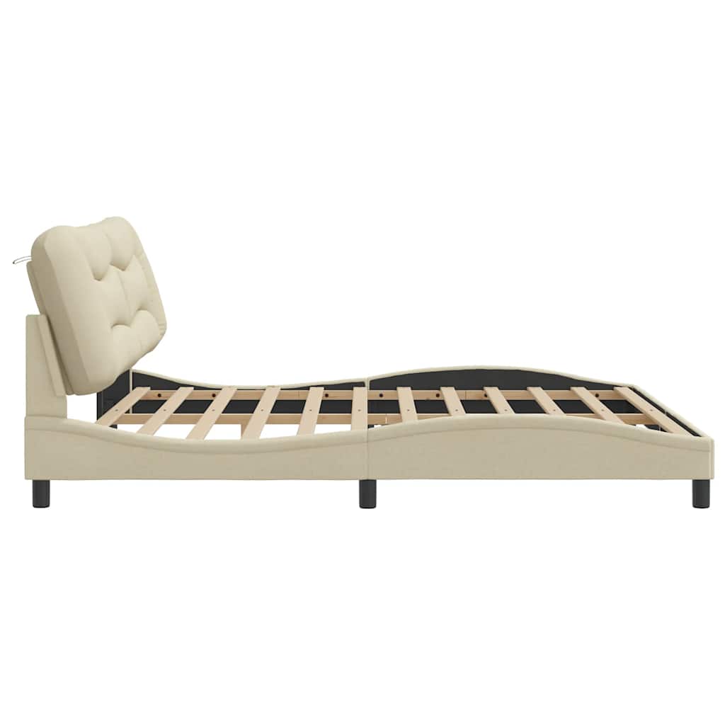 Bettgestell ohne Matratze "Hvar" Creme 200x200 cm Stoff