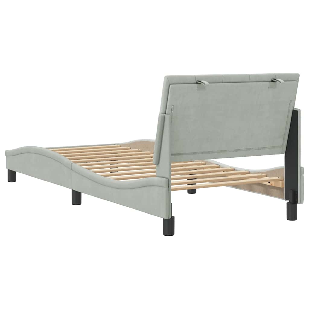Bettgestell ohne Matratze "Hanko" Hellgrau 80x200 cm Samt