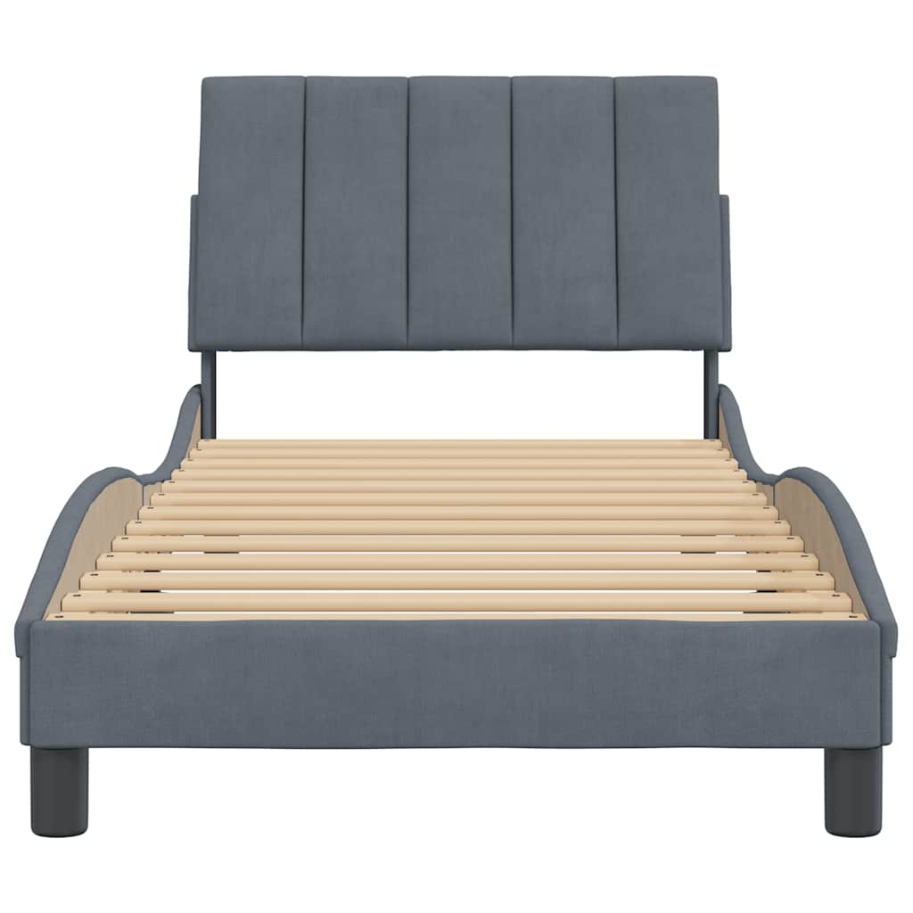 Bettgestell ohne Matratze "Hanko" Dunkelgrau 80x200 cm Samt
