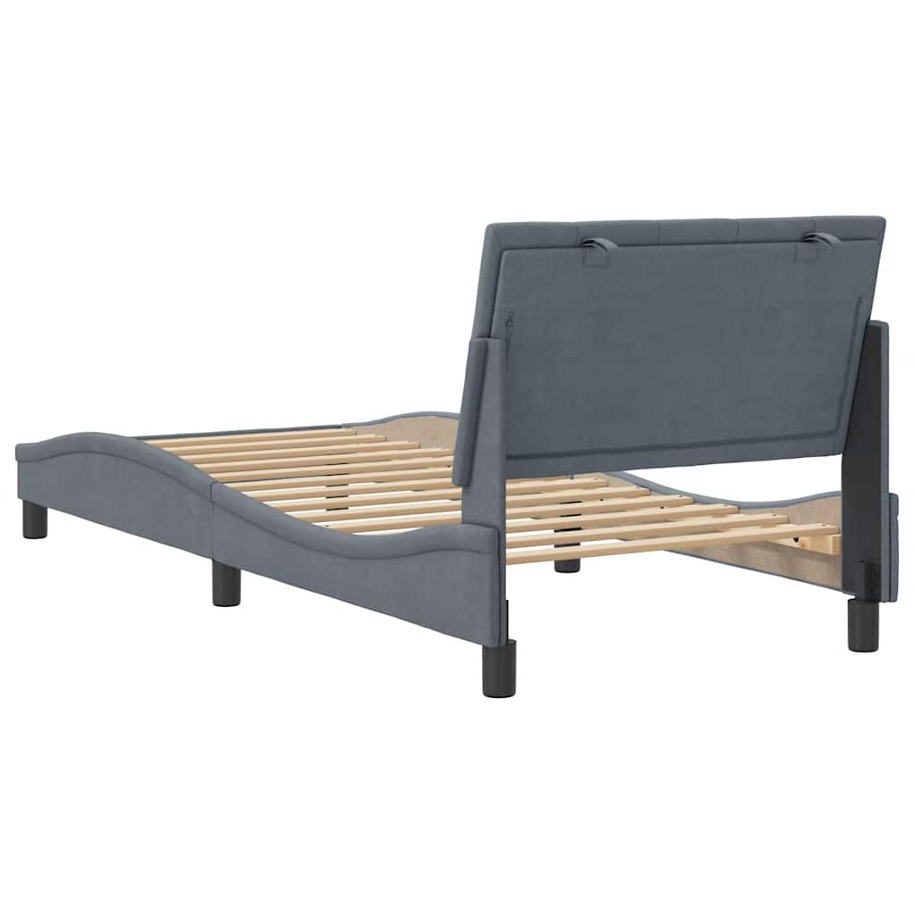 Bettgestell ohne Matratze "Hanko" Dunkelgrau 80x200 cm Samt