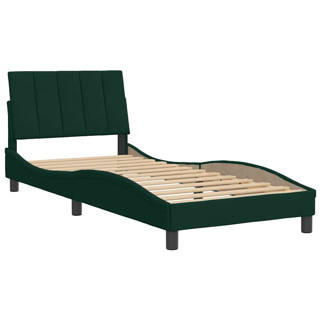 Bettgestell ohne Matratze "Hanko" Dunkelgrün 80x200 cm Samt