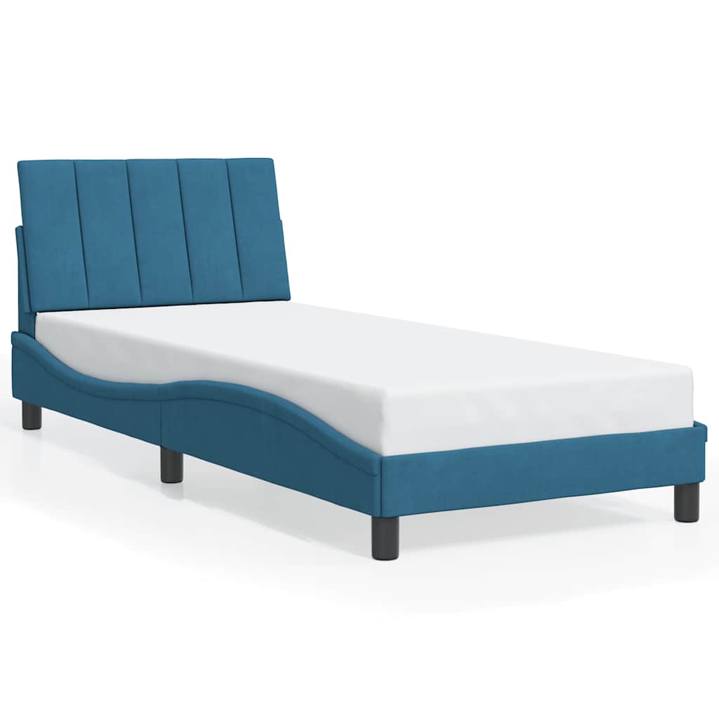 Bettgestell ohne Matratze "Hanko" Blau 80x200 cm Samt