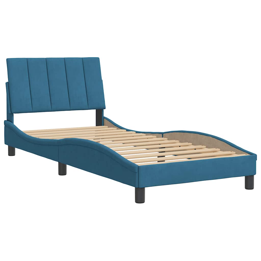 Bettgestell ohne Matratze "Hanko" Blau 80x200 cm Samt