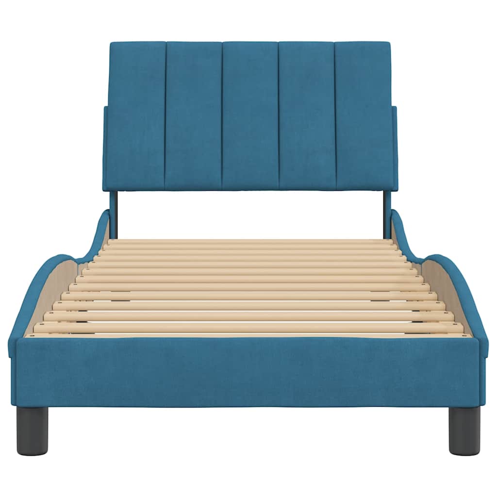 Bettgestell ohne Matratze "Hanko" Blau 80x200 cm Samt