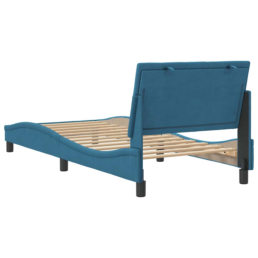 Bettgestell ohne Matratze "Hanko" Blau 80x200 cm Samt