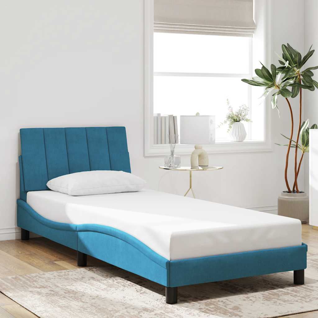 Bettgestell ohne Matratze "Hanko" Blau 80x200 cm Samt