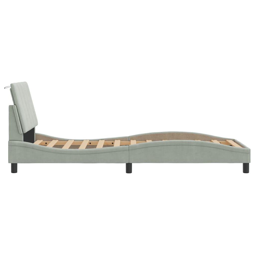 Bettgestell ohne Matratze "Hanko" Hellgrau 90x190 cm Samt