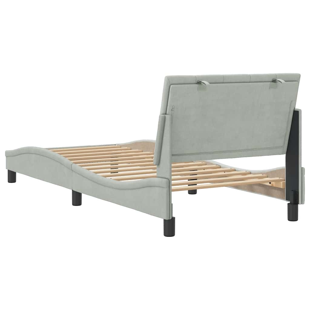 Bettgestell ohne Matratze "Hanko" Hellgrau 90x190 cm Samt