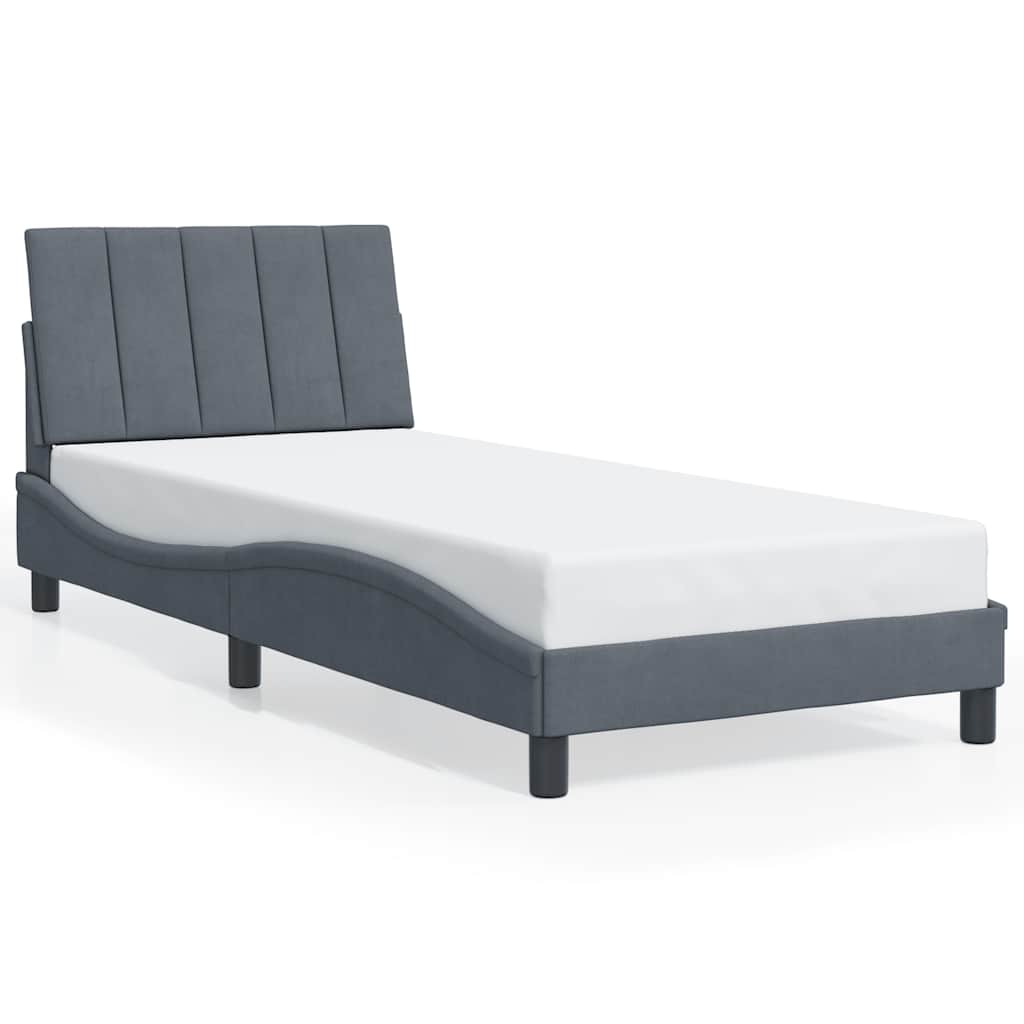 Bettgestell ohne Matratze "Hanko" Dunkelgrau 90x190 cm Samt