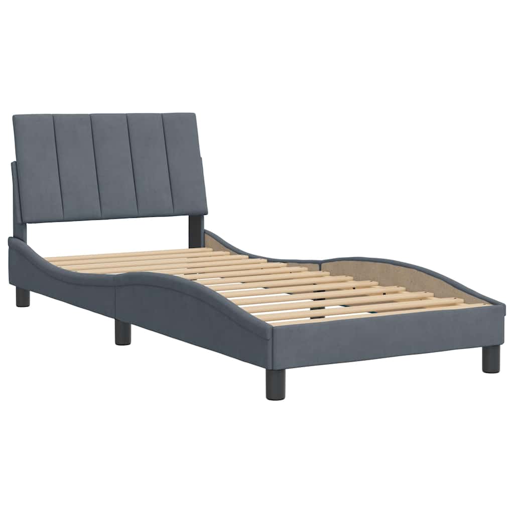 Bettgestell ohne Matratze "Hanko" Dunkelgrau 90x190 cm Samt
