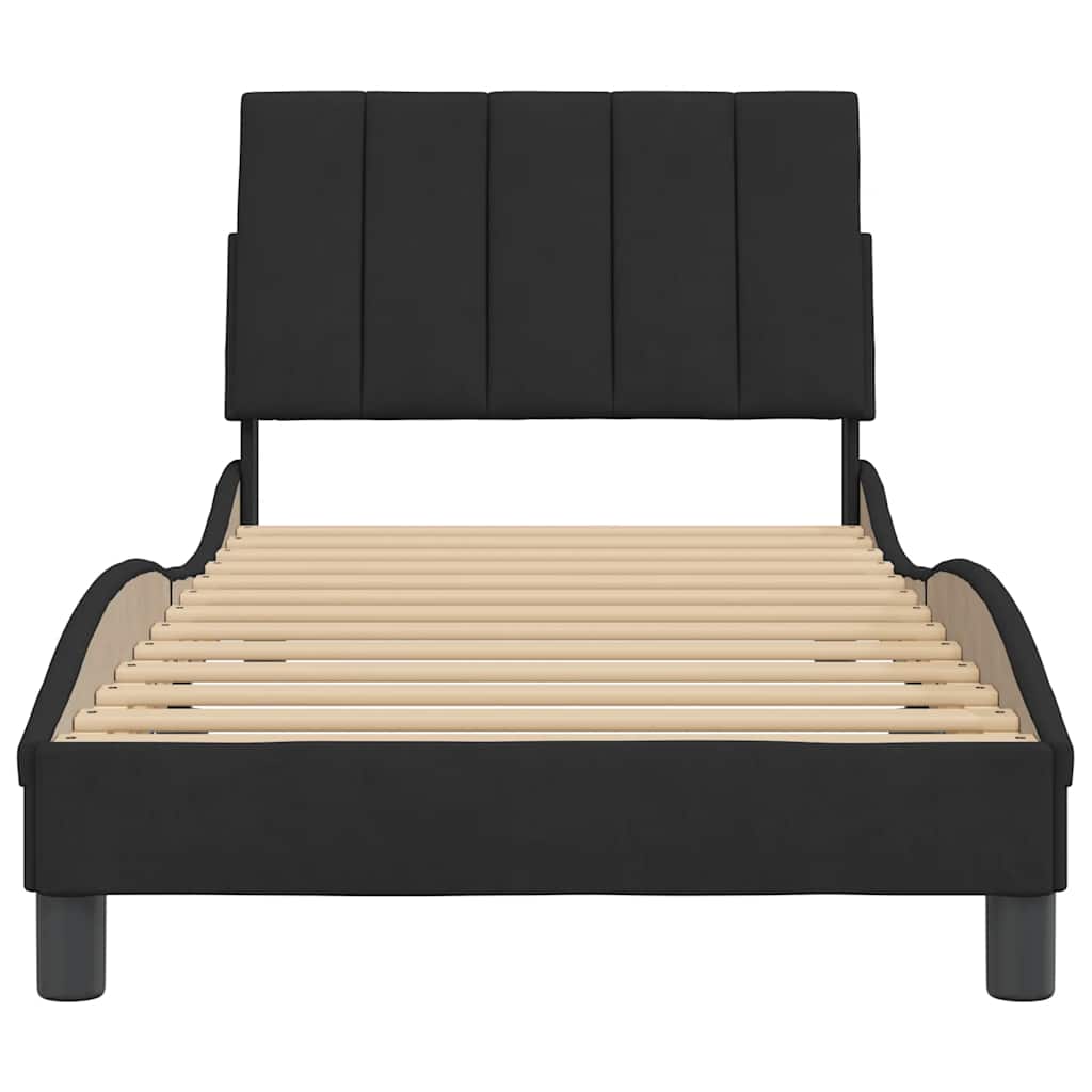 Bettgestell ohne Matratze "Hanko" Schwarz 90x190 cm Samt