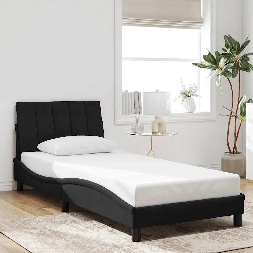 Bettgestell ohne Matratze "Hanko" Schwarz 90x190 cm Samt