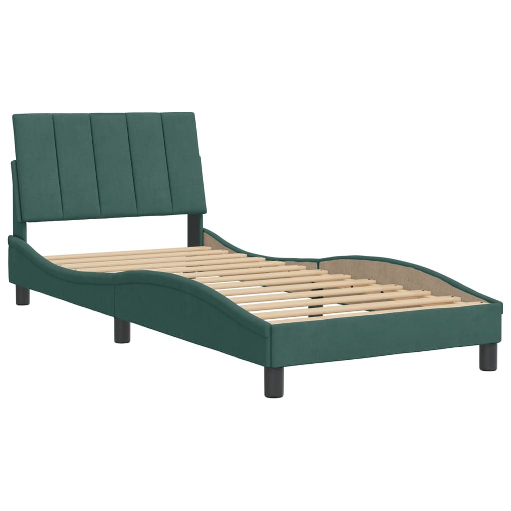Bed frame without mattress dark green 90x190 cm velvet
