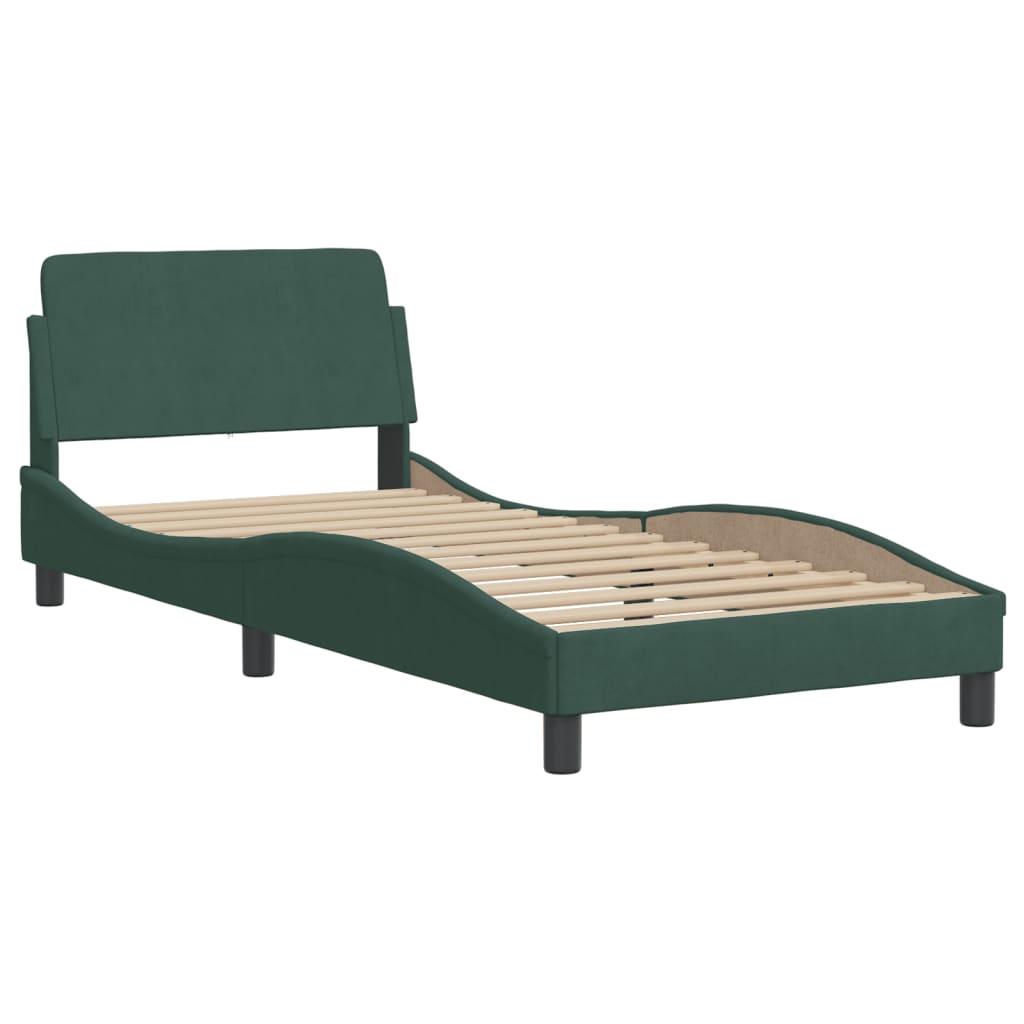 Bed frame without mattress dark green 90x190 cm velvet