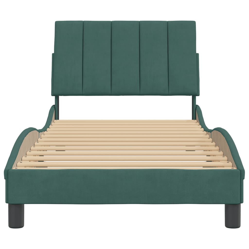 Bed frame without mattress dark green 90x190 cm velvet