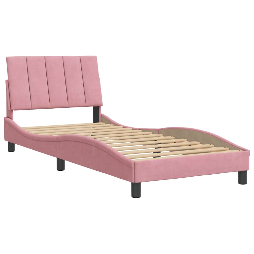 Bettgestell ohne Matratze "Hanko" Rosa 90x190 cm Samt