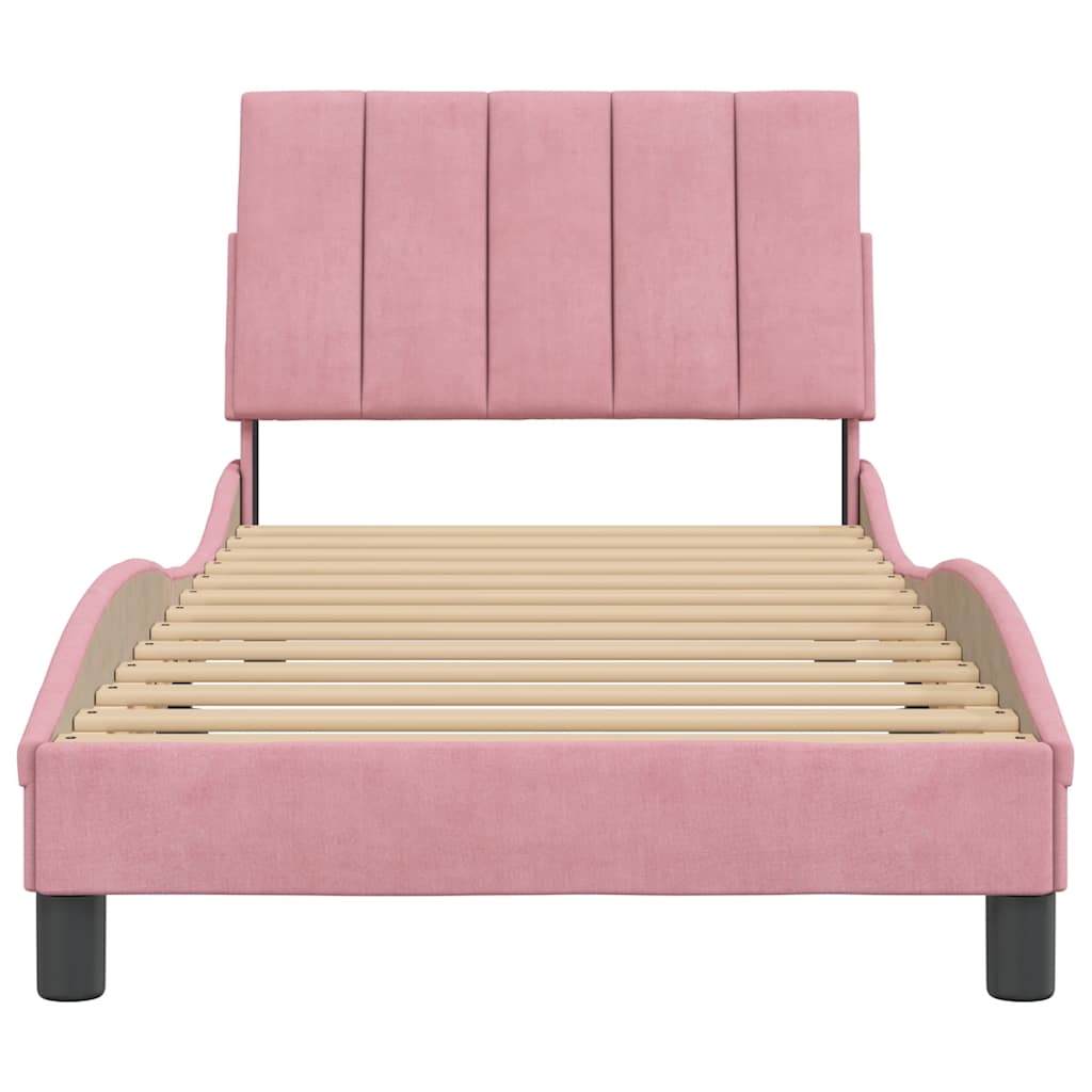 Bettgestell ohne Matratze "Hanko" Rosa 90x190 cm Samt