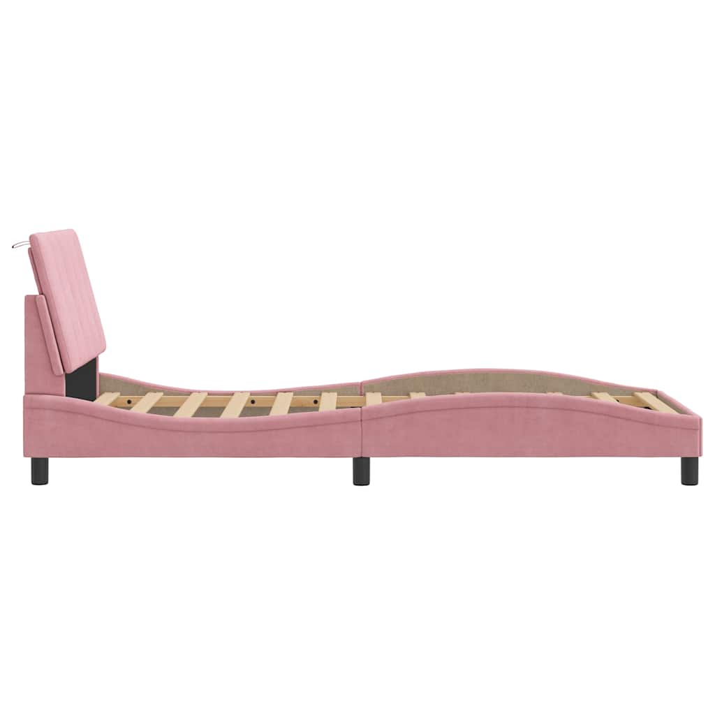 Bettgestell ohne Matratze "Hanko" Rosa 90x190 cm Samt