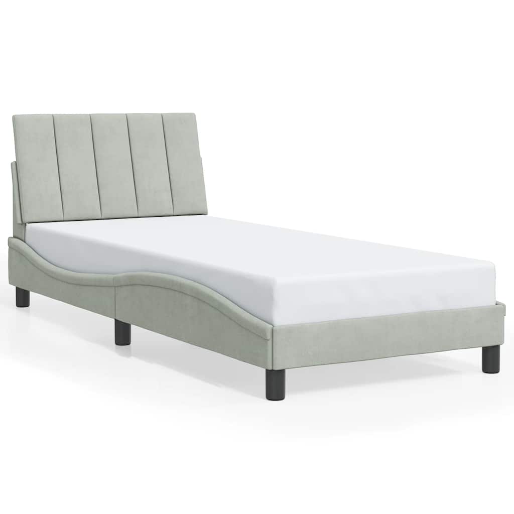 Bettgestell ohne Matratze "Hanko" Hellgrau 90x200 cm Samt