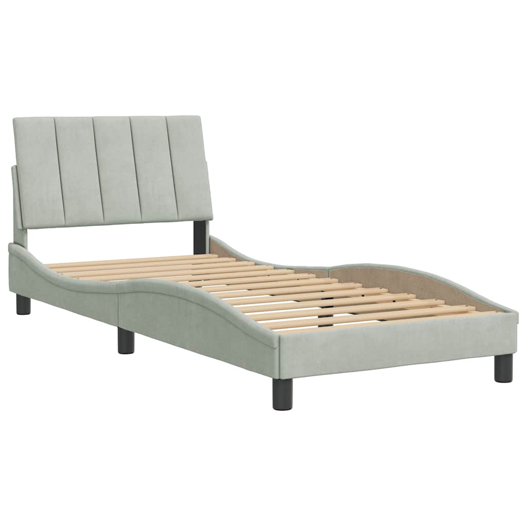 Bettgestell ohne Matratze "Hanko" Hellgrau 90x200 cm Samt