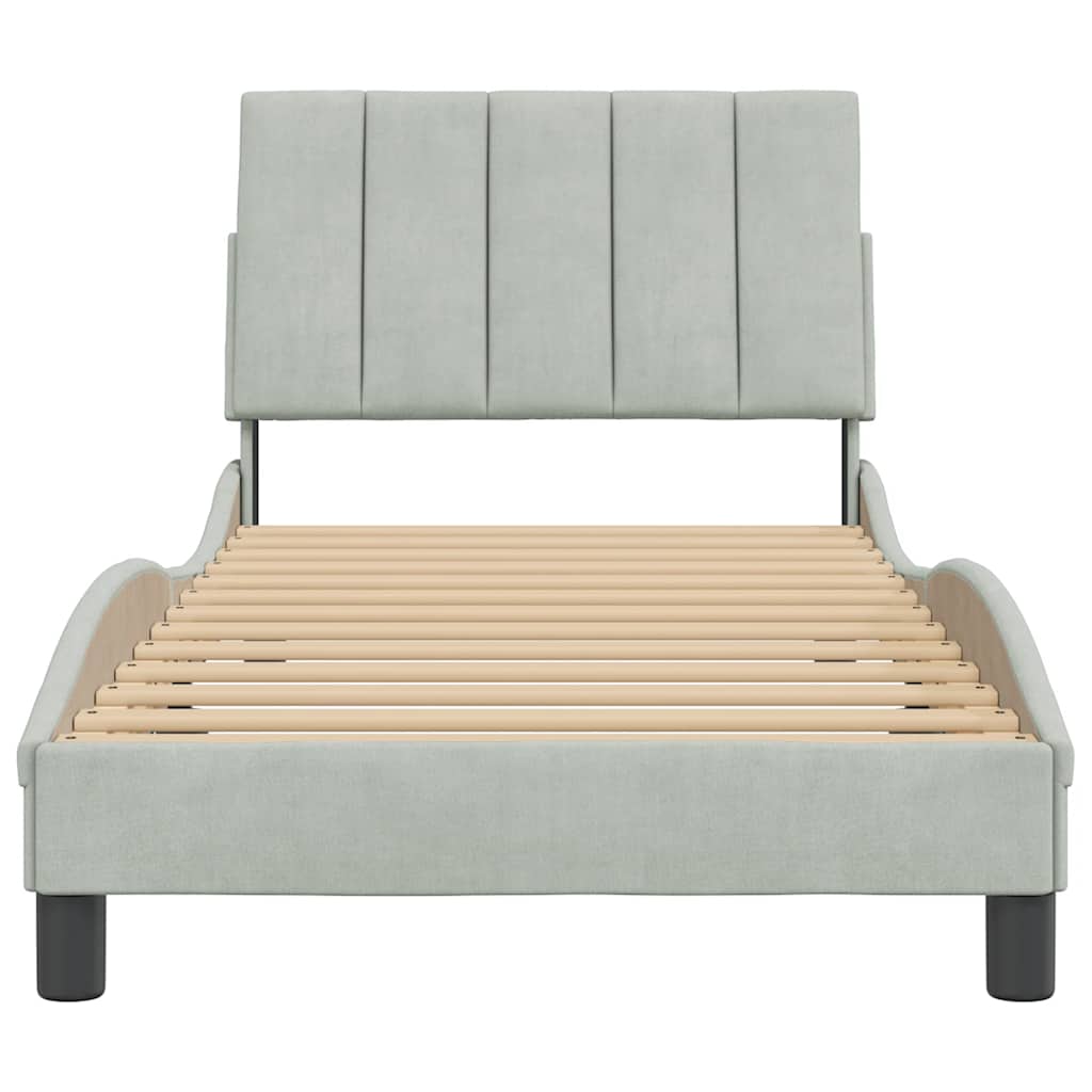 Bettgestell ohne Matratze "Hanko" Hellgrau 90x200 cm Samt