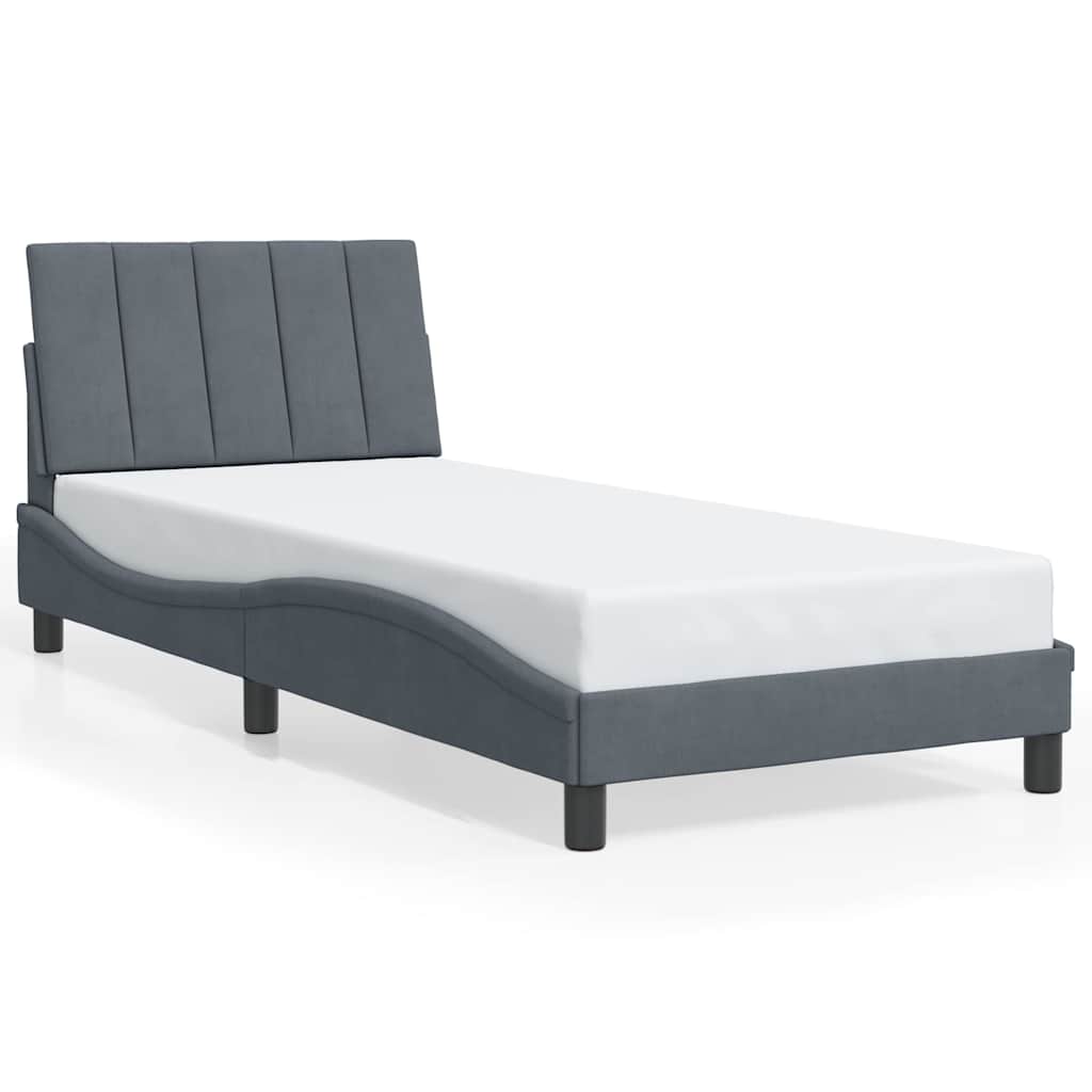 Bettgestell ohne Matratze "Hanko" Dunkelgrau 90x200 cm Samt