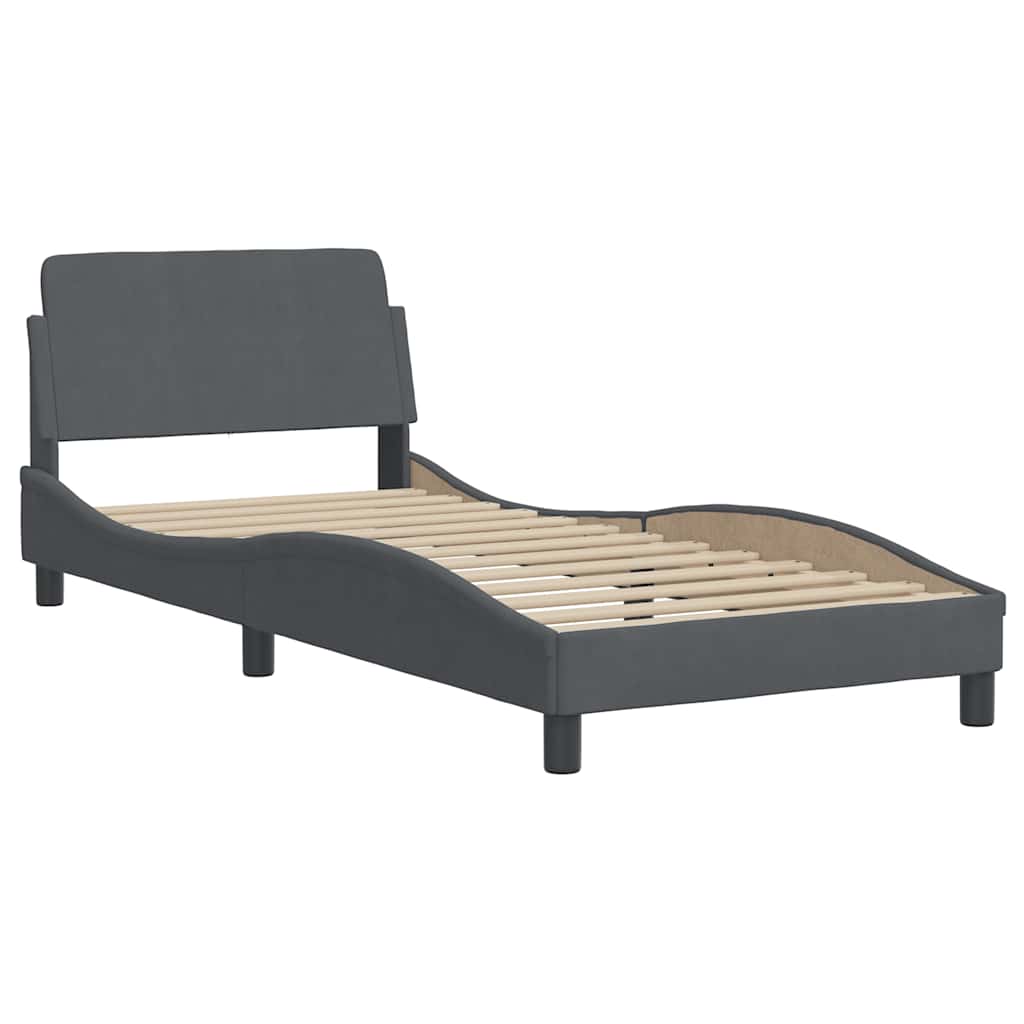 Bettgestell ohne Matratze "Hanko" Dunkelgrau 90x200 cm Samt