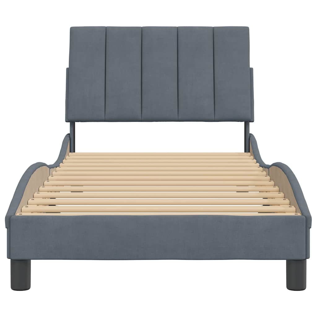 Bettgestell ohne Matratze "Hanko" Dunkelgrau 90x200 cm Samt